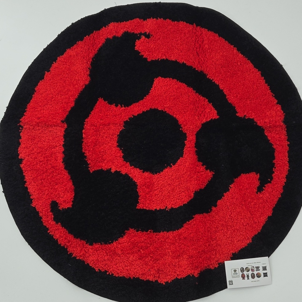 Red and Black Mystic Eye Circular Rug New - Picture 7 of 12